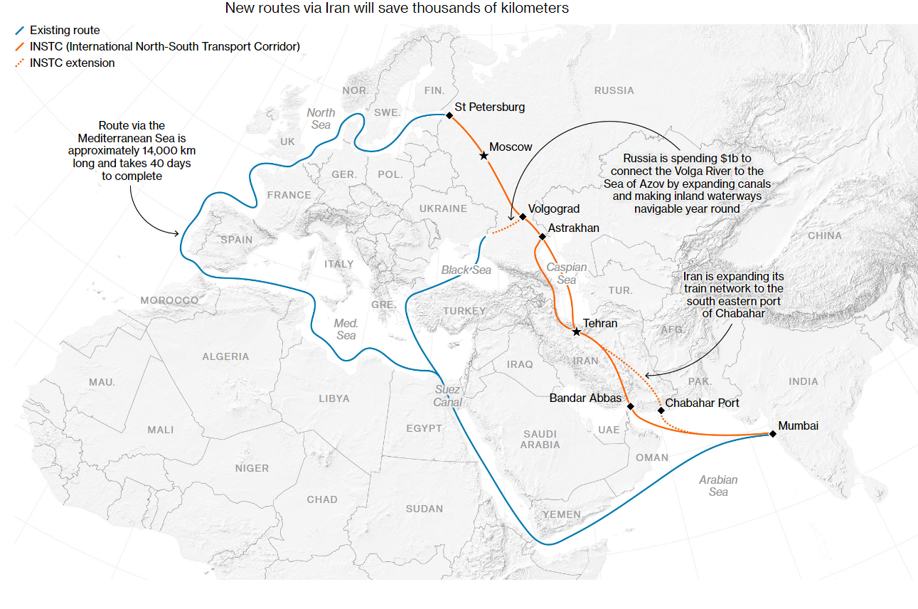 Bloomberg: Россия и Иран строят новый трансконтинентальный торговый маршрут  в обход санкций | Новости Таджикистана ASIA-Plus
